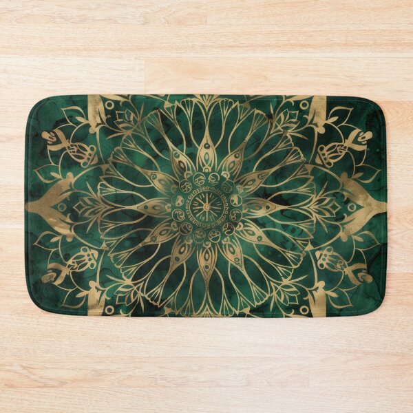 Item preview, Green and gold marbled mandala art designed and sold by PrettyPinkSkies.