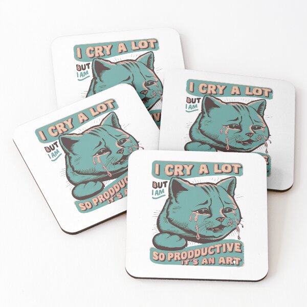 Item preview, I Cry A Lot But I Am So Productive It's An Art Cat cry designed and sold by 90's Misaki.