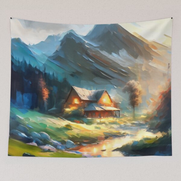 Item preview, Mountain Cabin designed and sold by ArtFactoryAI.