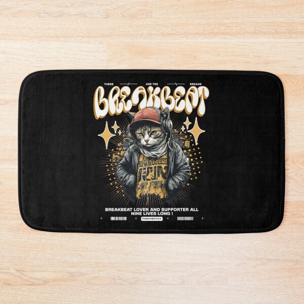Item preview, BREAKBEAT  - Urban Headphone Cat (white/tan) designed and sold by Discothreadz.