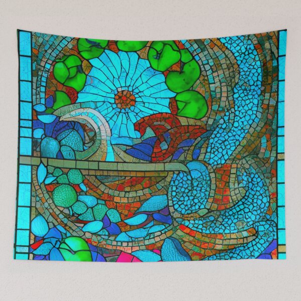 Item preview, Azure Symphony: Blue Stained Glass Pattern Design designed and sold by GrizzlyCollective.