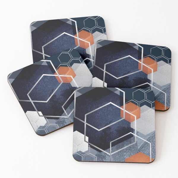 Item preview, Abstract Hexagons Blue Orange designed and sold by UrbanEpiphany.