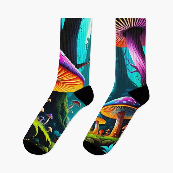 Item preview, Neon Enchantment: Bright Mushrooms in Dark Forest designed and sold by GrizzlyCollective.