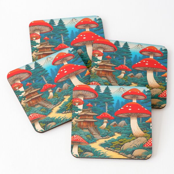 Item preview, Enchanted Mushroom Village Opposite Mt. Fuji designed and sold by GrizzlyCollective.