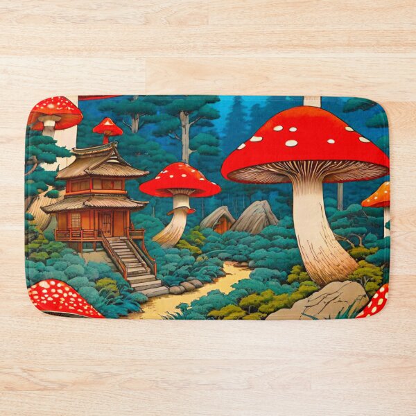 Item preview, Enchanted Mushroom Village Opposite Mt. Fuji designed and sold by GrizzlyCollective.