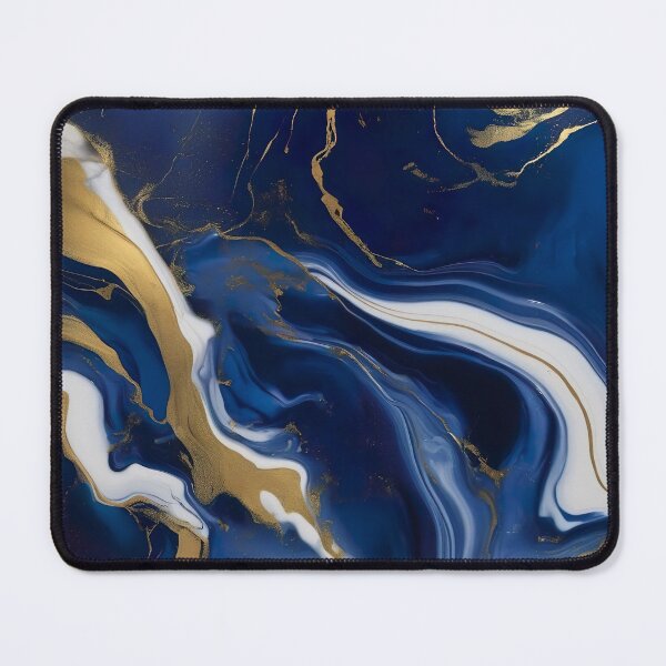 Item preview, Navy Blue & Golden Liquid Marble Pattern designed and sold by Tamas Das.