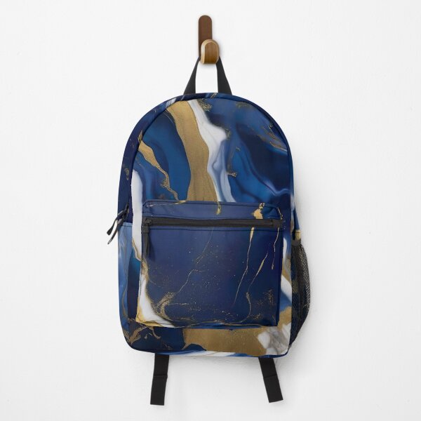 Item preview, Navy Blue & Golden Liquid Marble Pattern designed and sold by Tamas Das.