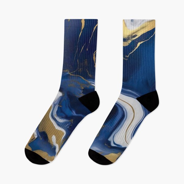 Item preview, Navy Blue & Golden Liquid Marble Pattern designed and sold by Tamas Das.