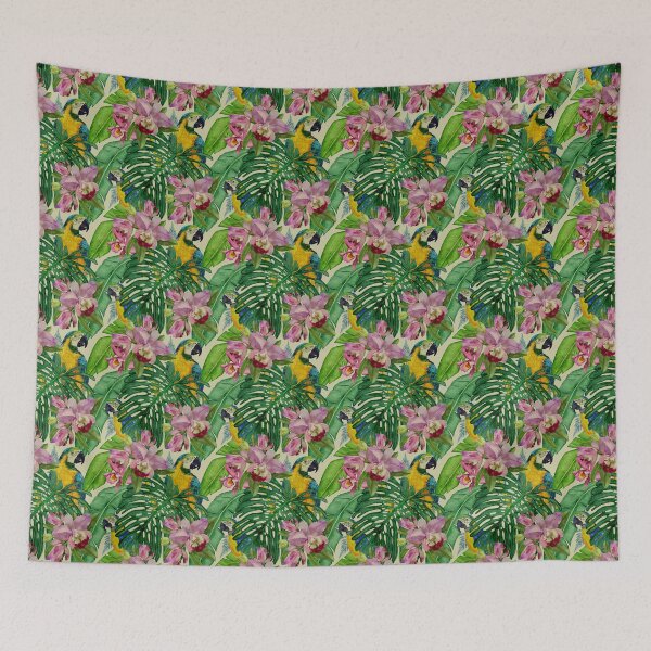 Item preview, Vintage Tropical Macaws And Orchids designed and sold by Sketchbook Designs.