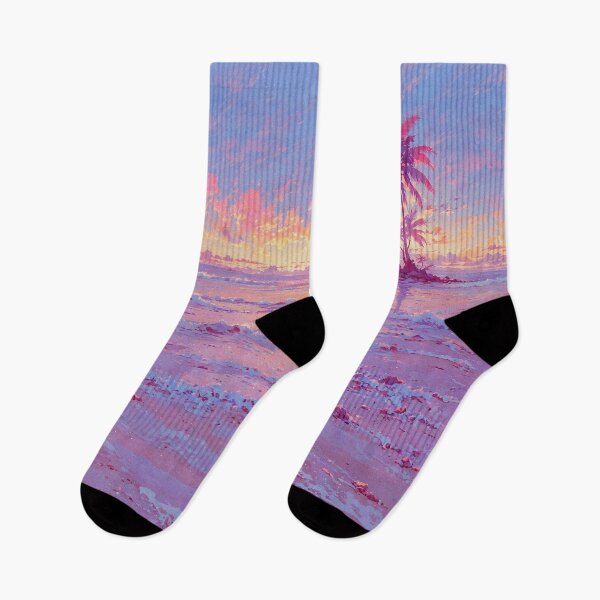 Item preview, Serene beach with palm tree at sunset designed and sold by Serene Scapez.