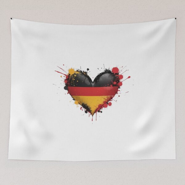 Item preview, German flag in heart shape black red gold designed and sold by Ecmoprints.