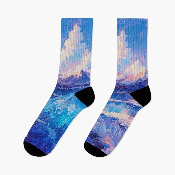 Item preview, Picturesque scenery of snowy mountains and frozen pond designed and sold by Serene Scapez.