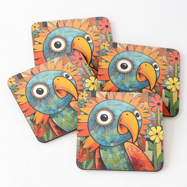 Item preview, Blue exotic parrot in plant tropical flower designed and sold by AlchemyColor.