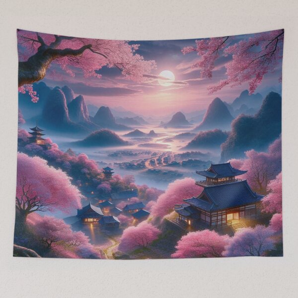 Item preview, Japanese Landscape With Cherry Blossom  designed and sold by DeeCeeFashion.