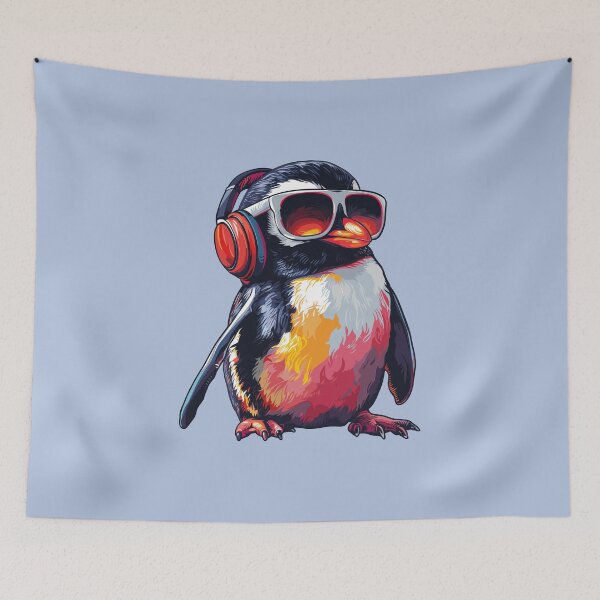Item preview, Pinguin In Headphones Listening Music designed and sold by Sitchko.