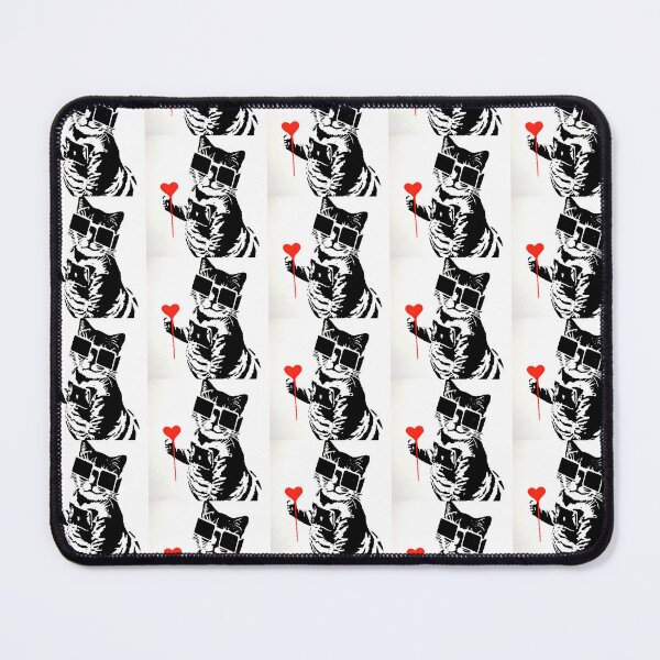 Item preview, Cat cartoon glasses cat pattern trendy stencil graffiti teen gift modern red Love heart spray can, rest black and white designed and sold by cheekylorns.
