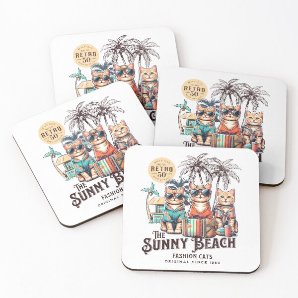 Item preview, cute cats wearing beach clothes designed and sold by ShawishArt.