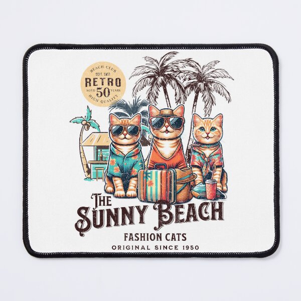 Item preview, cute cats wearing beach clothes designed and sold by ShawishArt.