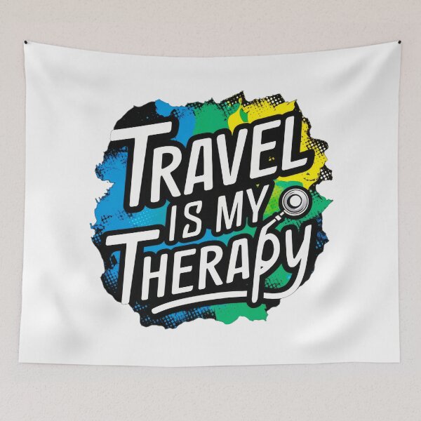 Item preview, Modern graphic design "Travel is my Therapy" – Trendy travel sticker for globetrotters designed and sold by pod24.