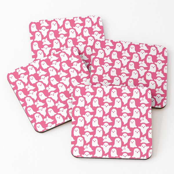 Item preview, Halloween ghost cute illustration art seamless pattern on pink background designed and sold by SpinklyCreations.