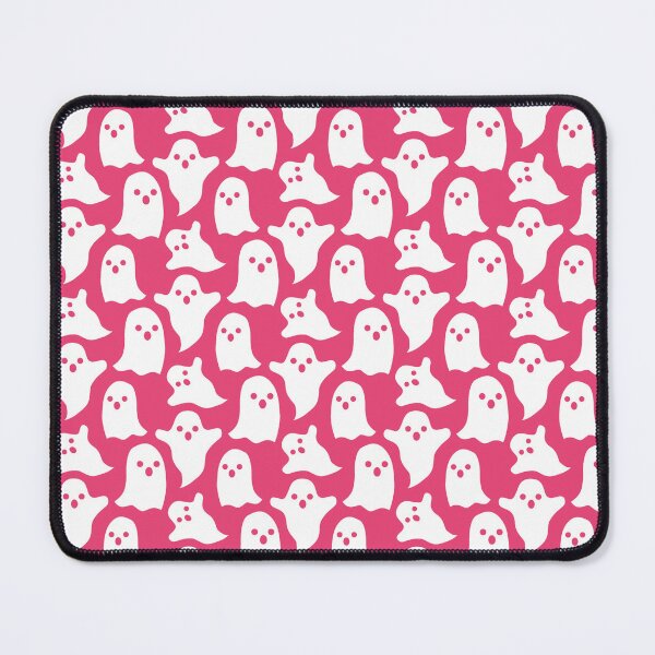 Item preview, Halloween ghost cute illustration art seamless pattern on pink background designed and sold by SpinklyCreations.