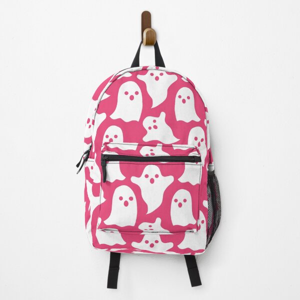 Item preview, Halloween ghost cute illustration art seamless pattern on pink background designed and sold by SpinklyCreations.