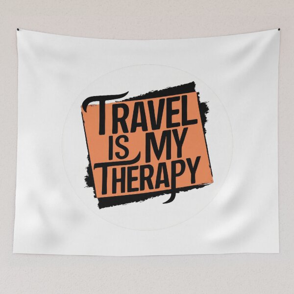 Item preview, "Travel is my Therapy" - Vintage travel stickers for globetrotters and adventurers designed and sold by pod24.