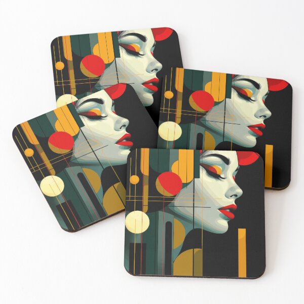 Item preview, A calm woman in an exciting world. Colorful modernist portrait designed and sold by Pearl67.
