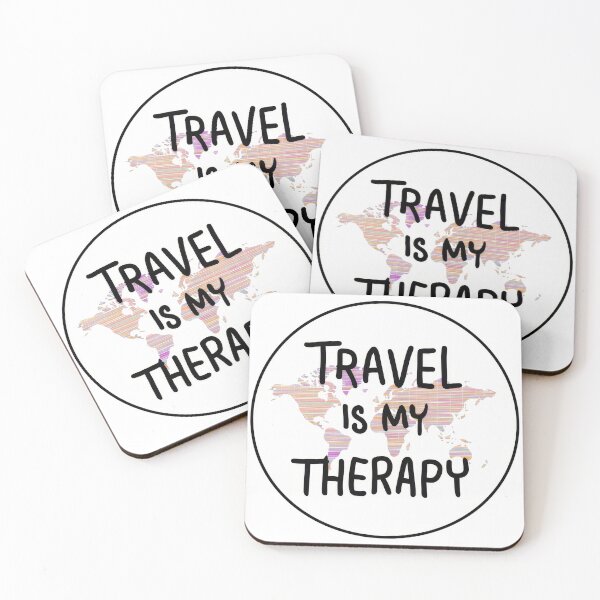 Artikelvorschau, Reisespruch - Globetrotter-Essentials: "Travel is my Therapy" – Minimalistischer Vintage-Reisesticker entworfen und verkauft von pod24.