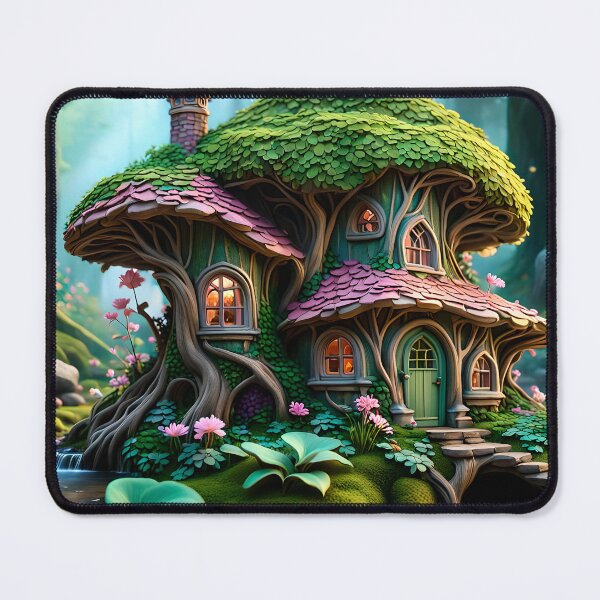 Item preview, Flower fairy house in the forest designed and sold by DreamlifeBackgrounds.