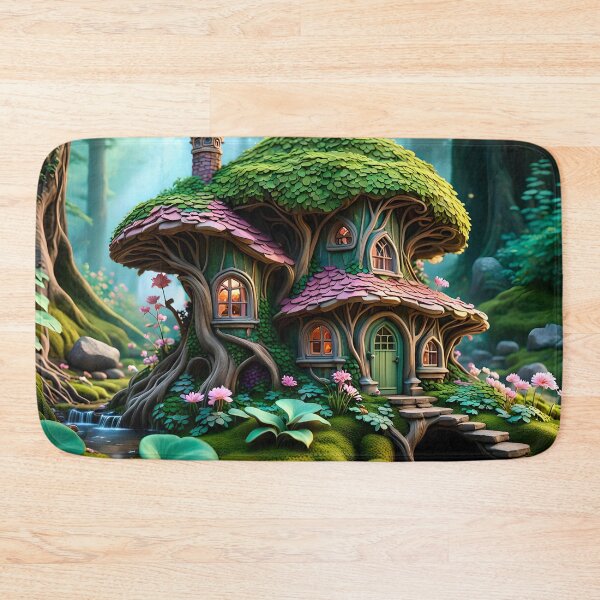 Item preview, Flower fairy house in the forest designed and sold by DreamlifeBackgrounds.