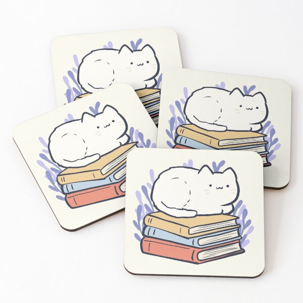 Item preview, White cat and Books  designed and sold by Artofmayara.