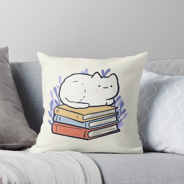 Item preview, White cat and Books  designed and sold by Artofmayara.