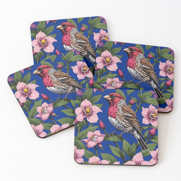 Item preview, New Hampshire Purple Finch And Pink Ladys Slipper designed and sold by taiche.