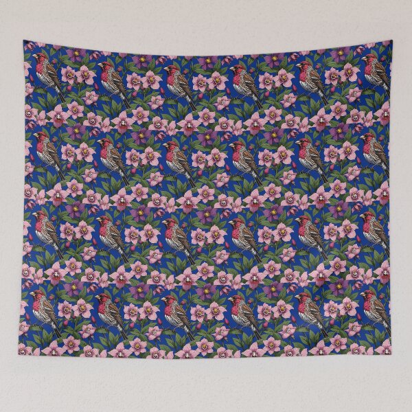 Item preview, New Hampshire Purple Finch And Pink Ladys Slipper designed and sold by taiche.