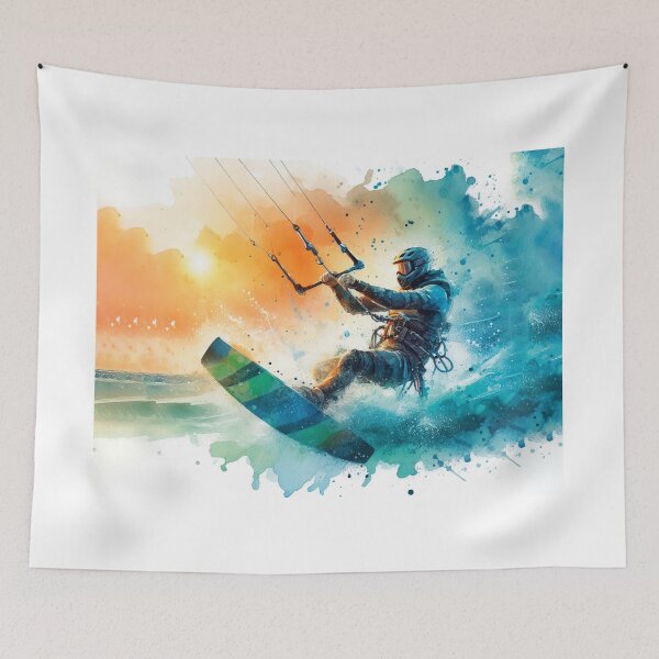 Item preview, kitesurfing in watercolor designed and sold by paulrommer.