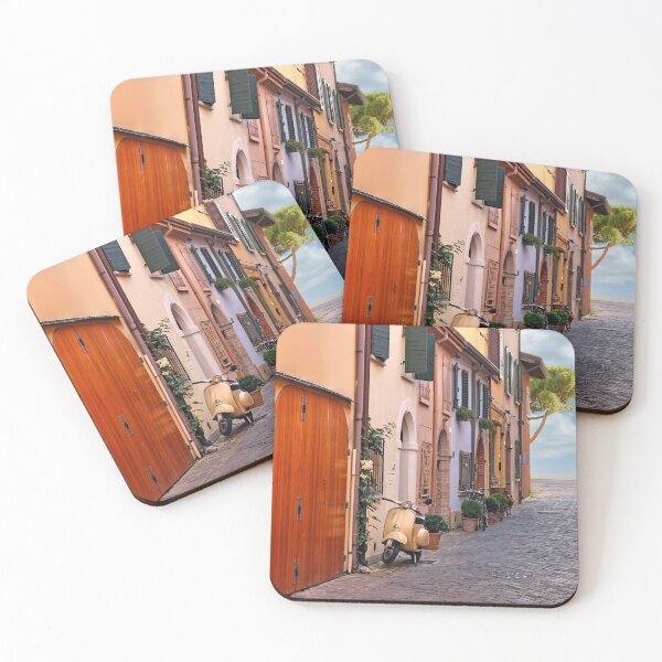 Item preview, Street with scooter and old houses in Rimini Italy designed and sold by goceris.