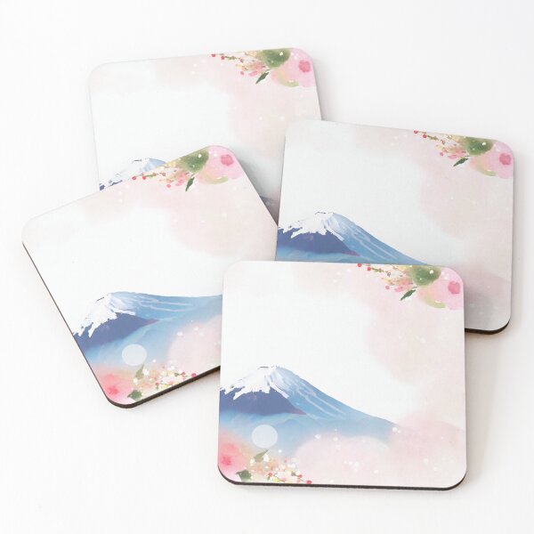 Item preview, Fuji Moutain and sakura flower in Blue sky day watercolor painting designed and sold by WhiteDoveArt.