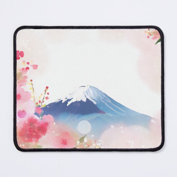 Item preview, Fuji Moutain and sakura flower in Blue sky day watercolor painting designed and sold by WhiteDoveArt.