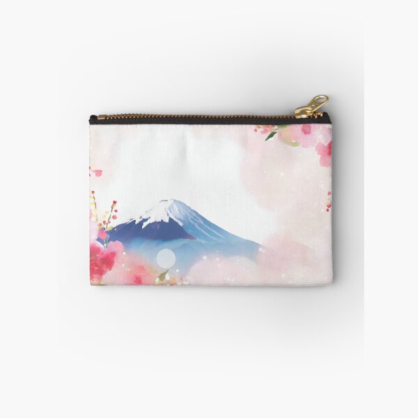 Item preview, Fuji Moutain and sakura flower in Blue sky day watercolor painting designed and sold by WhiteDoveArt.