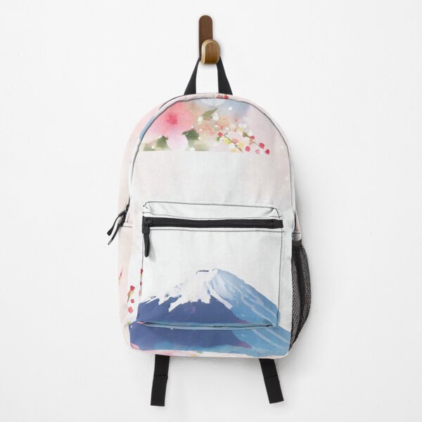 Item preview, Fuji Moutain and sakura flower in Blue sky day watercolor painting designed and sold by WhiteDoveArt.