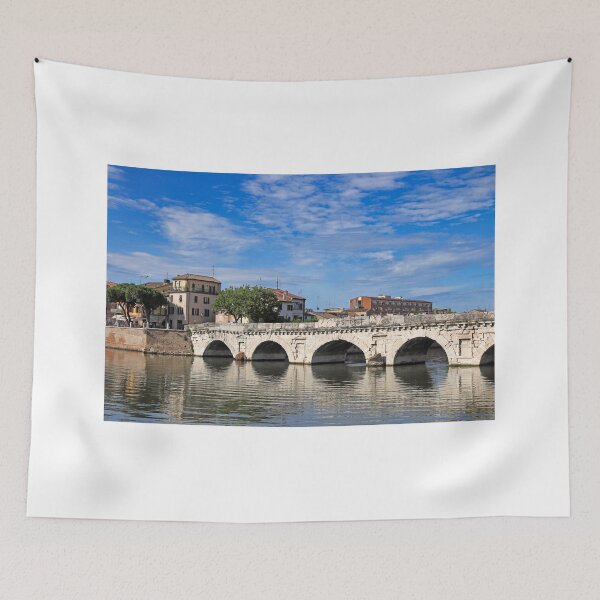 Item preview, Old stone Tiberius bridge and buildings in Rimini Italy  designed and sold by goceris.