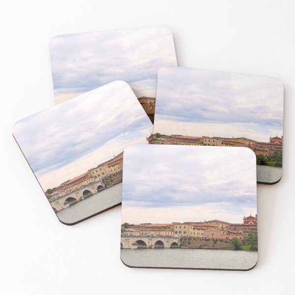 Item preview, Tiberius bridge and old town buildings cityscape in Rimini Italy  designed and sold by goceris.