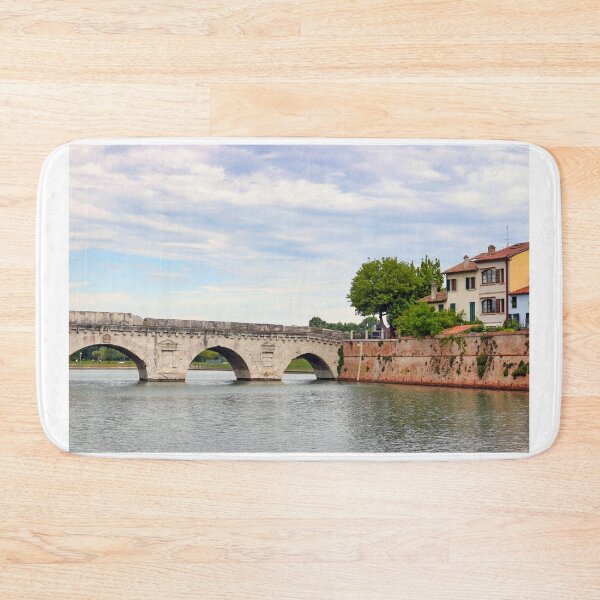 Item preview, Stone Tiberius bridge and old town buildings cityscape in Rimini Italy  designed and sold by goceris.