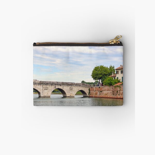 Item preview, Stone Tiberius bridge and old town buildings cityscape in Rimini Italy  designed and sold by goceris.