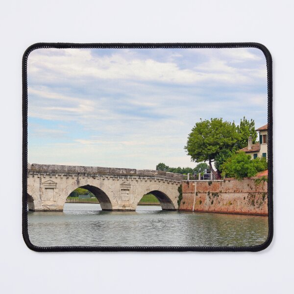 Item preview, Stone Tiberius bridge and old town buildings cityscape in Rimini Italy designed and sold by goceris.