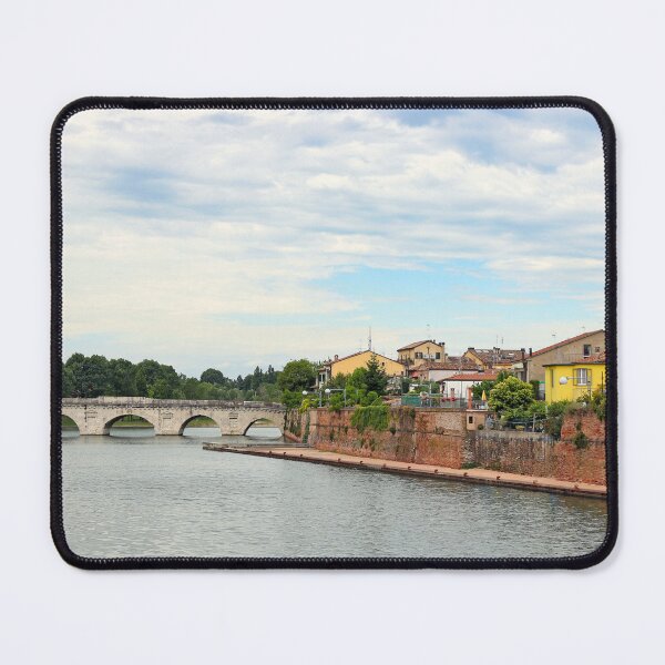 Item preview, Old stone Tiberius bridge and buildings cityscape in Rimini Italy  designed and sold by goceris.