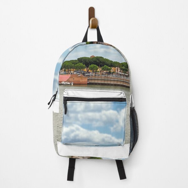 Item preview, Ancient stone Tiberius bridge and old town buildings cityscape in Rimini Italy  designed and sold by goceris.