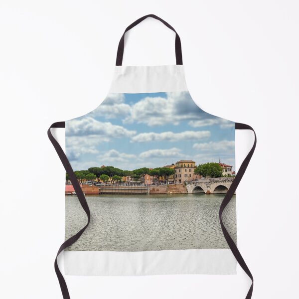 Item preview, Ancient stone Tiberius bridge and old town buildings cityscape in Rimini Italy designed and sold by goceris.