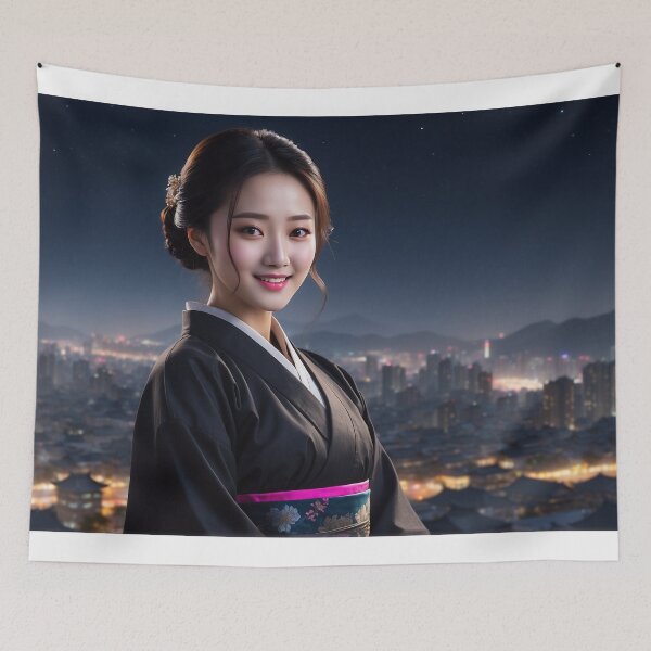 Item preview, Korean woman in black hanbok, Natioanal clothes  designed and sold by WhiteDoveArt.